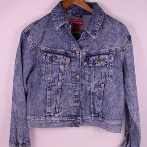 Tradition Acid Wash Cropped Denim Jacket - Size M